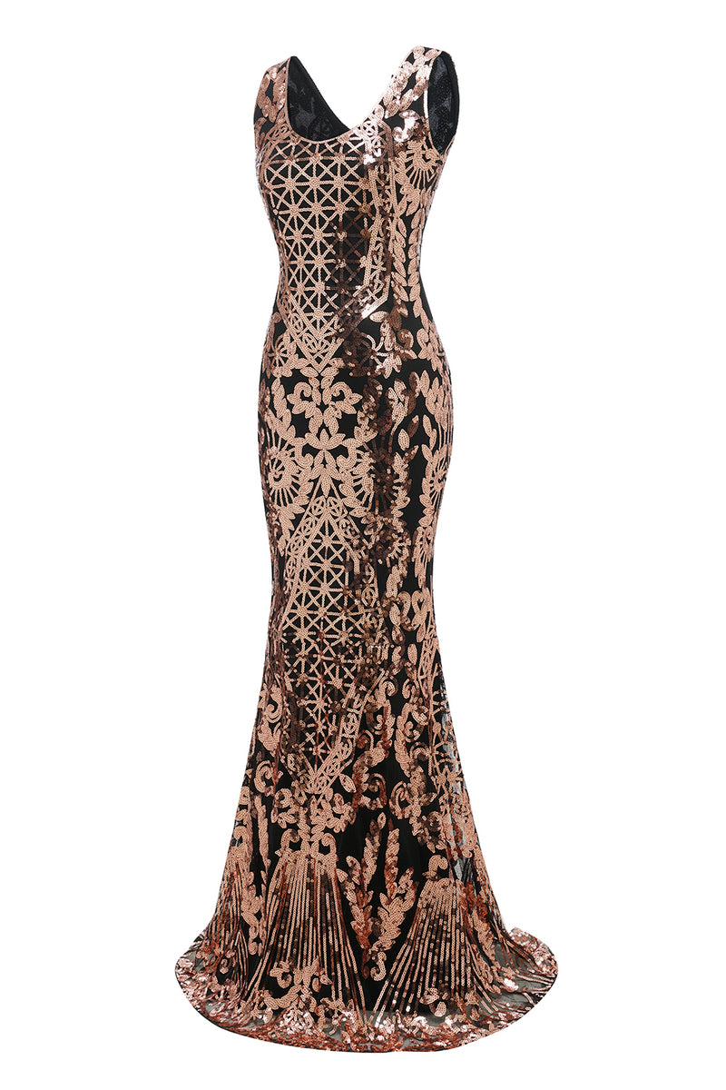 Load image into Gallery viewer, Mermaid Dark Red Sequins 1920s Formal Dress