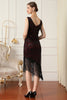 Load image into Gallery viewer, Black Sequin 1920s Flapper Dress with Fringes
