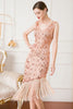 Load image into Gallery viewer, Black Sequin 1920s Flapper Dress with Fringes