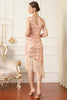Load image into Gallery viewer, Black Sequin 1920s Flapper Dress with Fringes