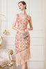 Load image into Gallery viewer, Black Sequin 1920s Flapper Dress with Fringes
