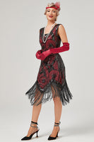 Load image into Gallery viewer, Dark Green 1920s Flapper Dress With Fringes