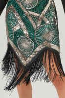 Load image into Gallery viewer, Dark Green 1920s Flapper Dress With Fringes