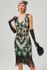 Load image into Gallery viewer, Green Scoop Neck Sleeveless Flapper Dress With Fringes