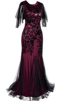 Load image into Gallery viewer, Plus Size Sparkly Black Burgundy Long 1920s Gatsby Flapper Dress with Sequin