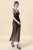 Load image into Gallery viewer, Sheath Black Pink Sequin V-Neck Formal Dress