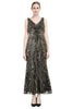 Load image into Gallery viewer, Sheath Black Pink Sequin V-Neck Formal Dress