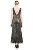 Load image into Gallery viewer, Sheath Black Pink Sequin V-Neck Formal Dress