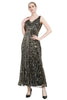 Load image into Gallery viewer, Sheath Black Pink Sequin V-Neck Formal Dress