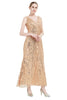 Load image into Gallery viewer, Sheath Black Pink Sequin V-Neck Formal Dress