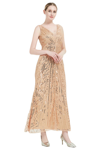 Sheath Black Pink Sequin V-Neck Formal Dress