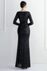 Load image into Gallery viewer, Sequin Black Long Sleeves Prom Dress With Slit