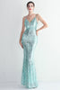 Load image into Gallery viewer, Sparkly Light Green Sequins Spaghetti Straps Evening Dress