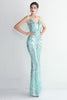 Load image into Gallery viewer, Sparkly Light Green Sequins Spaghetti Straps Evening Dress