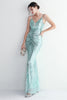 Load image into Gallery viewer, Sparkly Light Green Sequins Spaghetti Straps Evening Dress