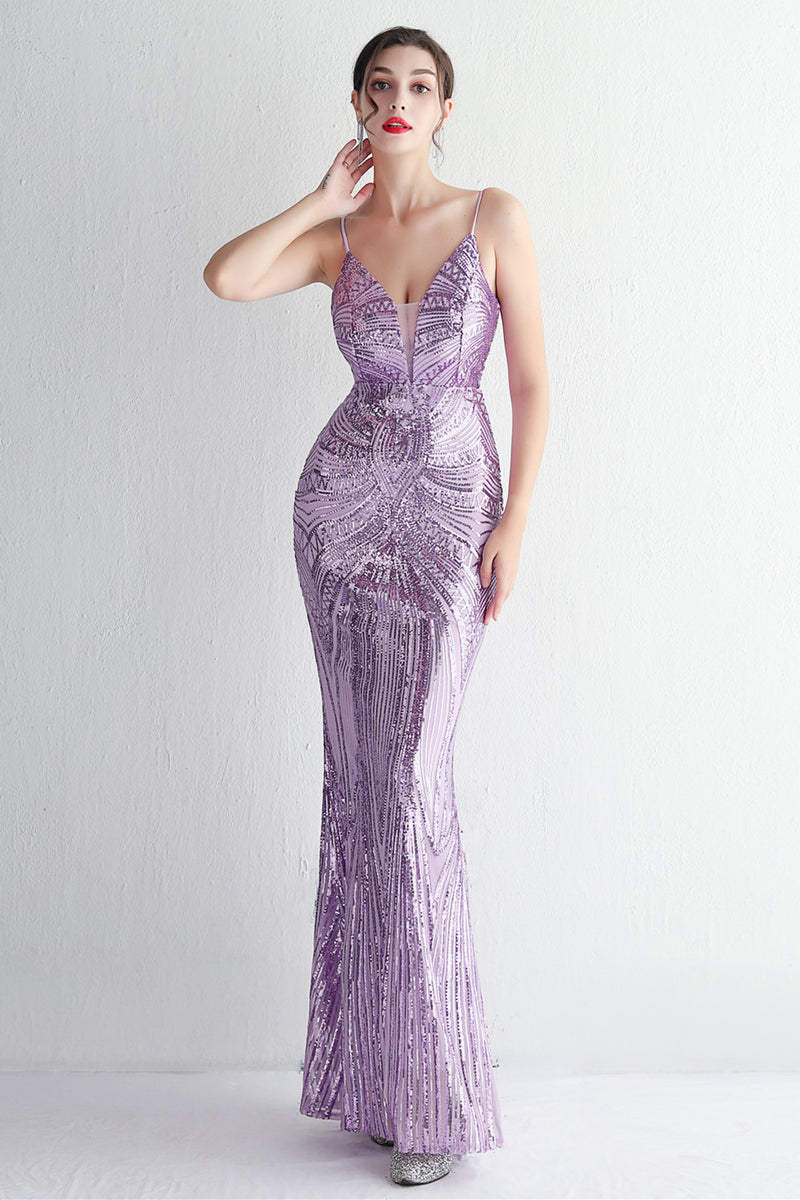 Load image into Gallery viewer, Sparkly Light Green Sequins Spaghetti Straps Evening Dress