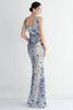 Load image into Gallery viewer, Blue Floor Length Sequins V-Neck Prom Dress