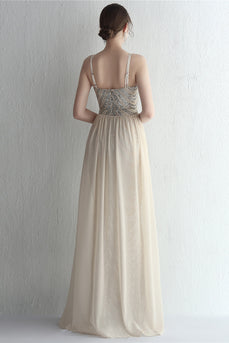 Halter Apricot Sparkly Sequins Prom Dress