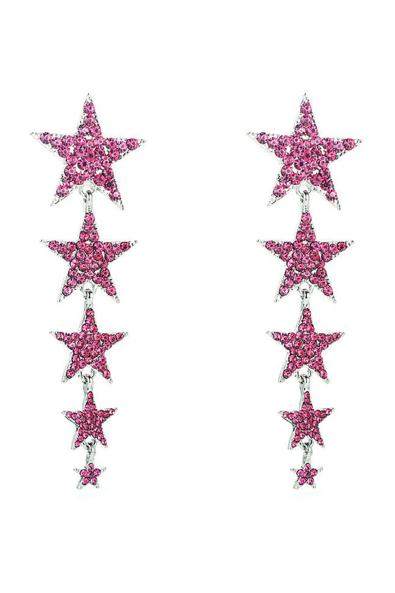 Load image into Gallery viewer, Fuchsia Five-Pointed Stars Prom Earrings