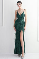 Load image into Gallery viewer, Purple Spaghetti Straps Prom Dress With Feathers