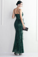 Load image into Gallery viewer, Purple Spaghetti Straps Prom Dress With Feathers