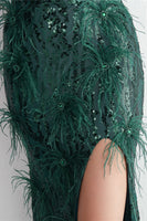 Load image into Gallery viewer, Purple Spaghetti Straps Prom Dress With Feathers