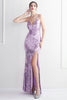 Load image into Gallery viewer, Purple Spaghetti Straps Prom Dress With Feathers