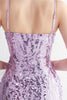 Load image into Gallery viewer, Purple Spaghetti Straps Prom Dress With Feathers