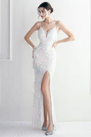 Load image into Gallery viewer, Purple Spaghetti Straps Prom Dress With Feathers