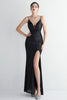 Load image into Gallery viewer, Black Spaghetti Straps V-Neck Formal Dress With Slit