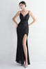 Load image into Gallery viewer, Black Spaghetti Straps V-Neck Formal Dress With Slit