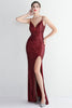 Load image into Gallery viewer, Black Spaghetti Straps V-Neck Formal Dress With Slit