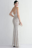 Load image into Gallery viewer, Black Spaghetti Straps V-Neck Formal Dress With Slit