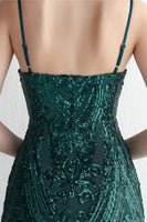 Load image into Gallery viewer, Green Spaghetti Straps Sequins Prom Dress
