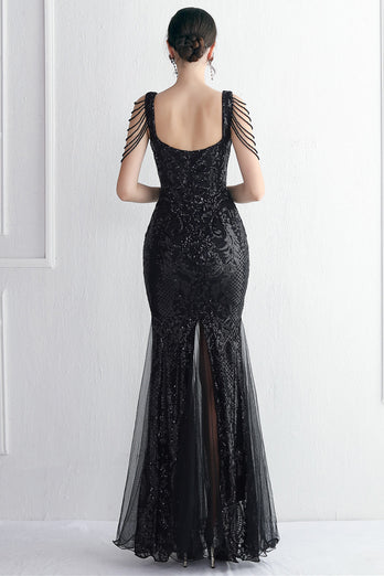 Black Sweetheart Evening Dress With Slit