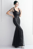 Load image into Gallery viewer, Black Sweetheart Evening Dress With Slit
