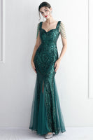 Load image into Gallery viewer, Black Sweetheart Evening Dress With Slit