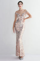 Load image into Gallery viewer, Round Neck Apricot Golden Long Prom Dress With Tassel