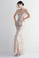 Load image into Gallery viewer, Round Neck Apricot Golden Long Prom Dress With Tassel