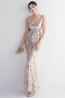 Load image into Gallery viewer, Round Neck Apricot Golden Long Prom Dress With Tassel