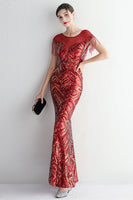 Load image into Gallery viewer, Round Neck Apricot Golden Long Prom Dress With Tassel