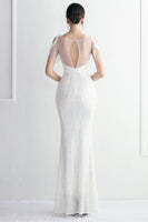 Load image into Gallery viewer, Apricot Open Back Sequins Prom Dress