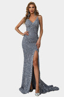 Load image into Gallery viewer, Burgundy Mermaid Spaghetti Straps Prom Dress