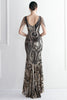 Load image into Gallery viewer, Sparkly High Low Sequined Black Golden Prom Dress