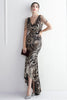 Load image into Gallery viewer, Sparkly High Low Sequined Black Golden Prom Dress