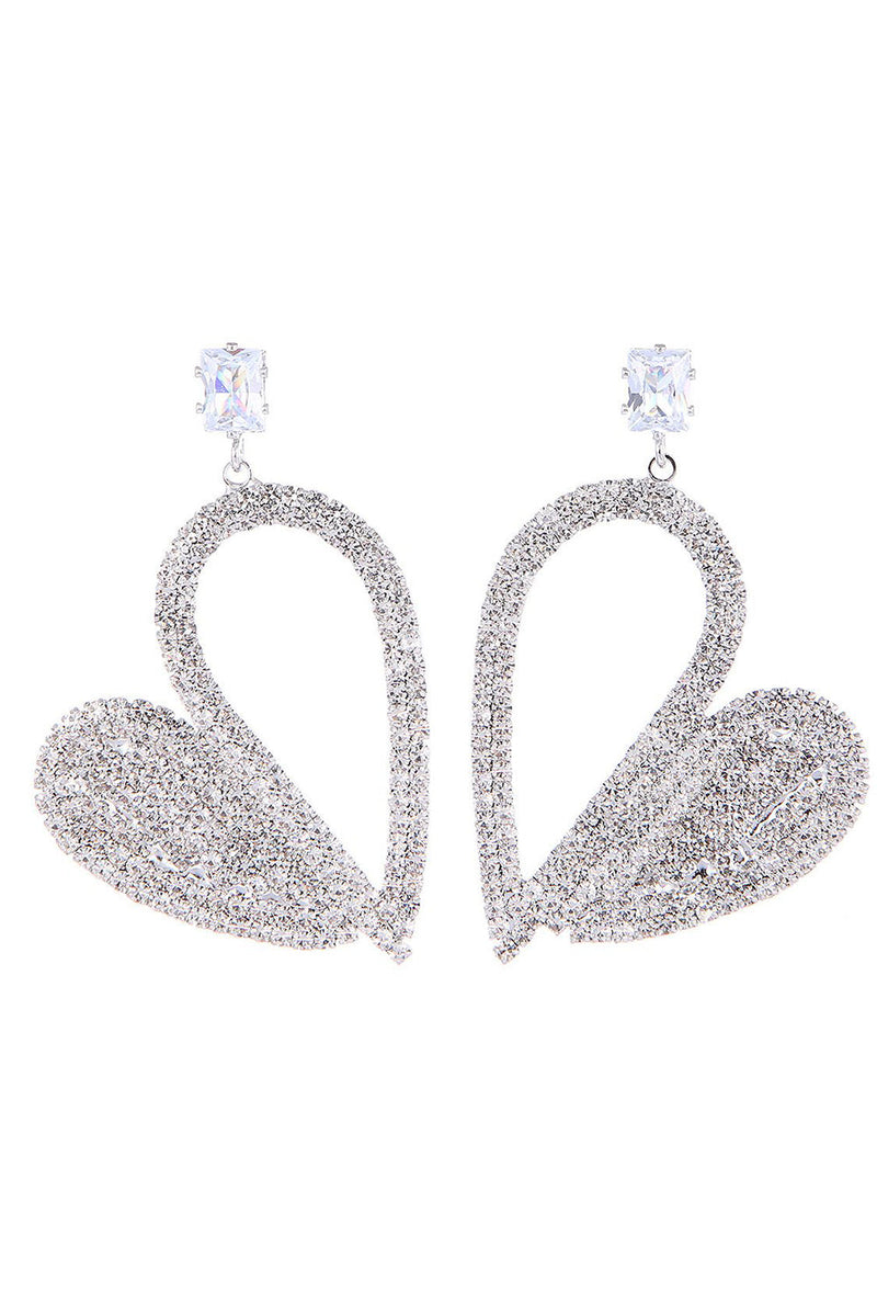 Load image into Gallery viewer, Fashion Silver Heart Rhinestone Dangling Earrings for Women
