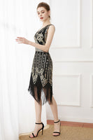 Load image into Gallery viewer, Fringes Glitter 1920s Flapper Dress with Sleeveless