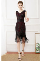 Load image into Gallery viewer, Fringes Glitter 1920s Flapper Dress with Sleeveless