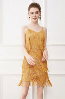 Load image into Gallery viewer, Black Fringes Spaghetti Straps Roaring 1920s Dress