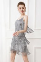 Load image into Gallery viewer, Black Fringes Spaghetti Straps Roaring 1920s Dress